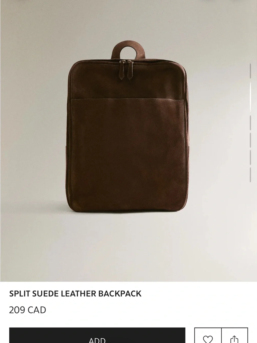 Zara Home SPLIT SUEDE LEATHER BACKPACK